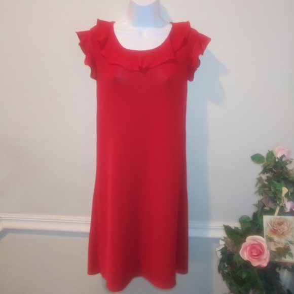Love Moschino Red Ruffled Collar Sweater Dress - Picture 12 of 12
